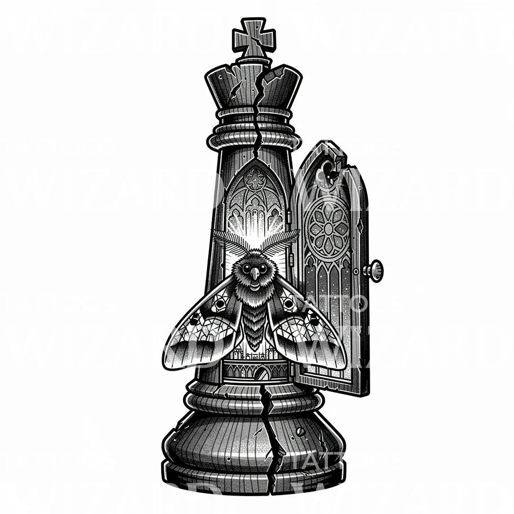 Motte im König Tattoo-Design