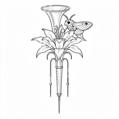 Moth Lily Dagger Tattoo Design