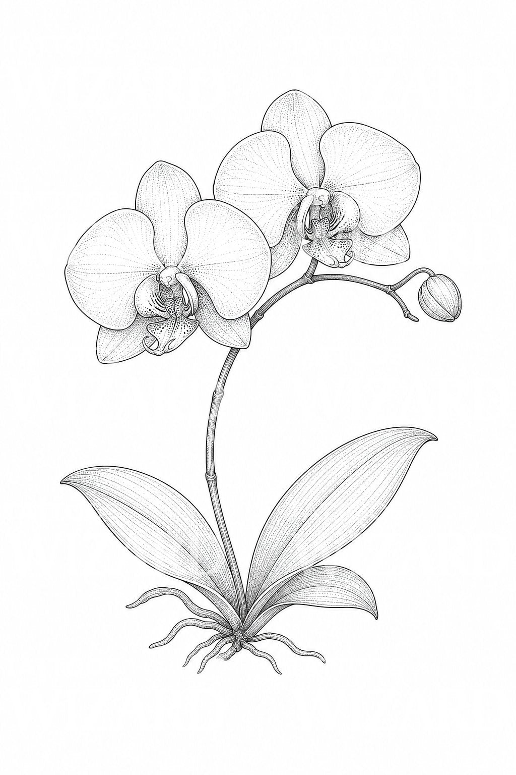 Motif de tatouage fine line orchidée papillon
