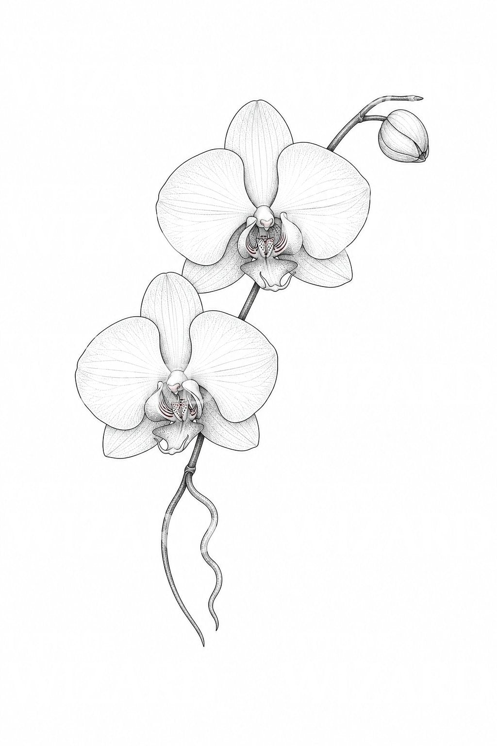 Moth Orchid Spray Fine Line Tattoo Design