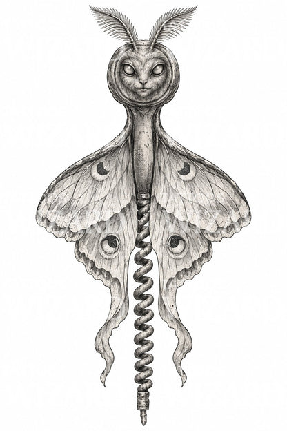 Ilustración de tatuaje Espíritu de Polilla