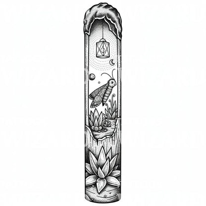 Moth Terrarium Dotwork Tattoo Design