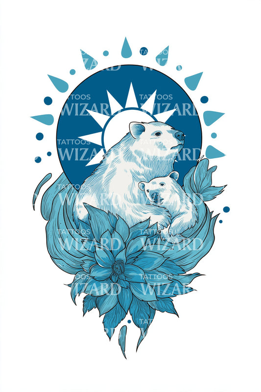 Design de tatouage Mère Ours Lotus