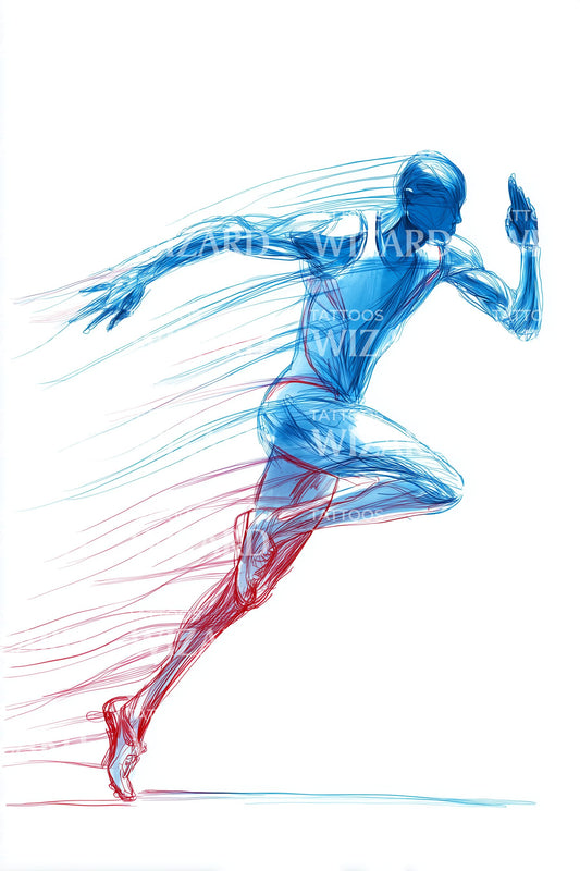 Motion Blur Runner Tattoo Design