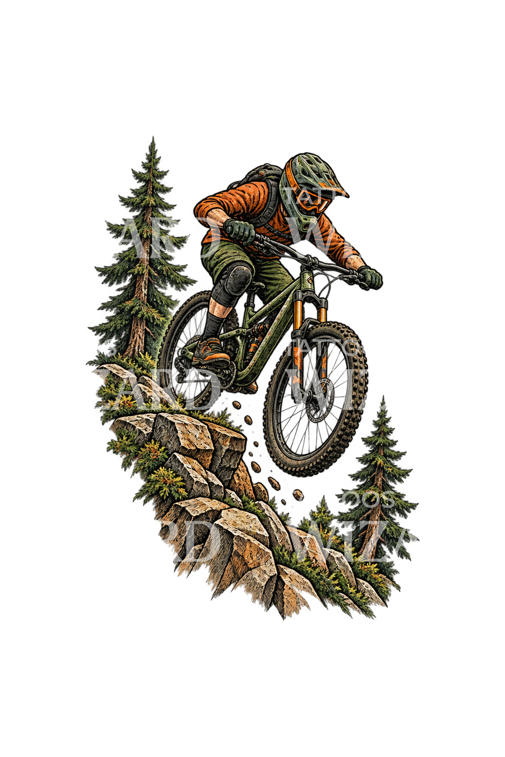 Mountain Biker Rock Ledge Drop Tattoo – Tattoos Wizard Designs