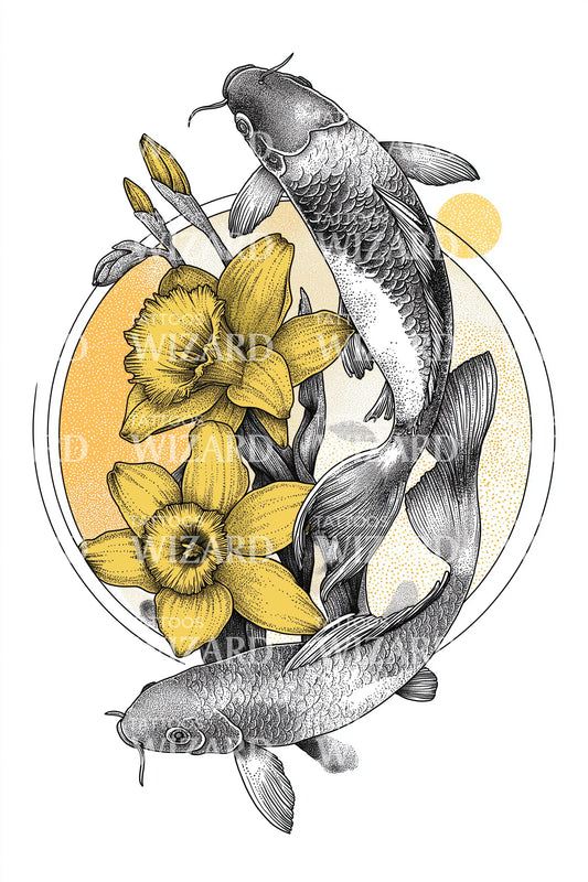 Mountain Bloom Daffodil Tattoo Design