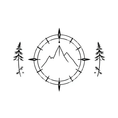 Mountain Compass Tattoo Design