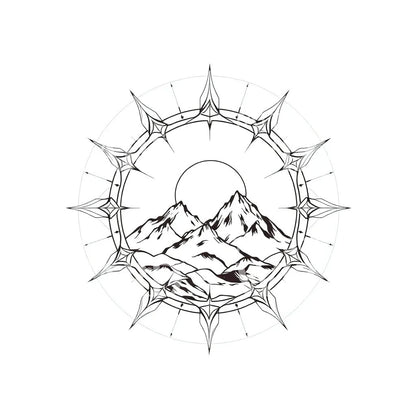 Mountain Compass Tattoo Design