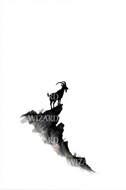Mountain Goat Summit Tattoo Illustration