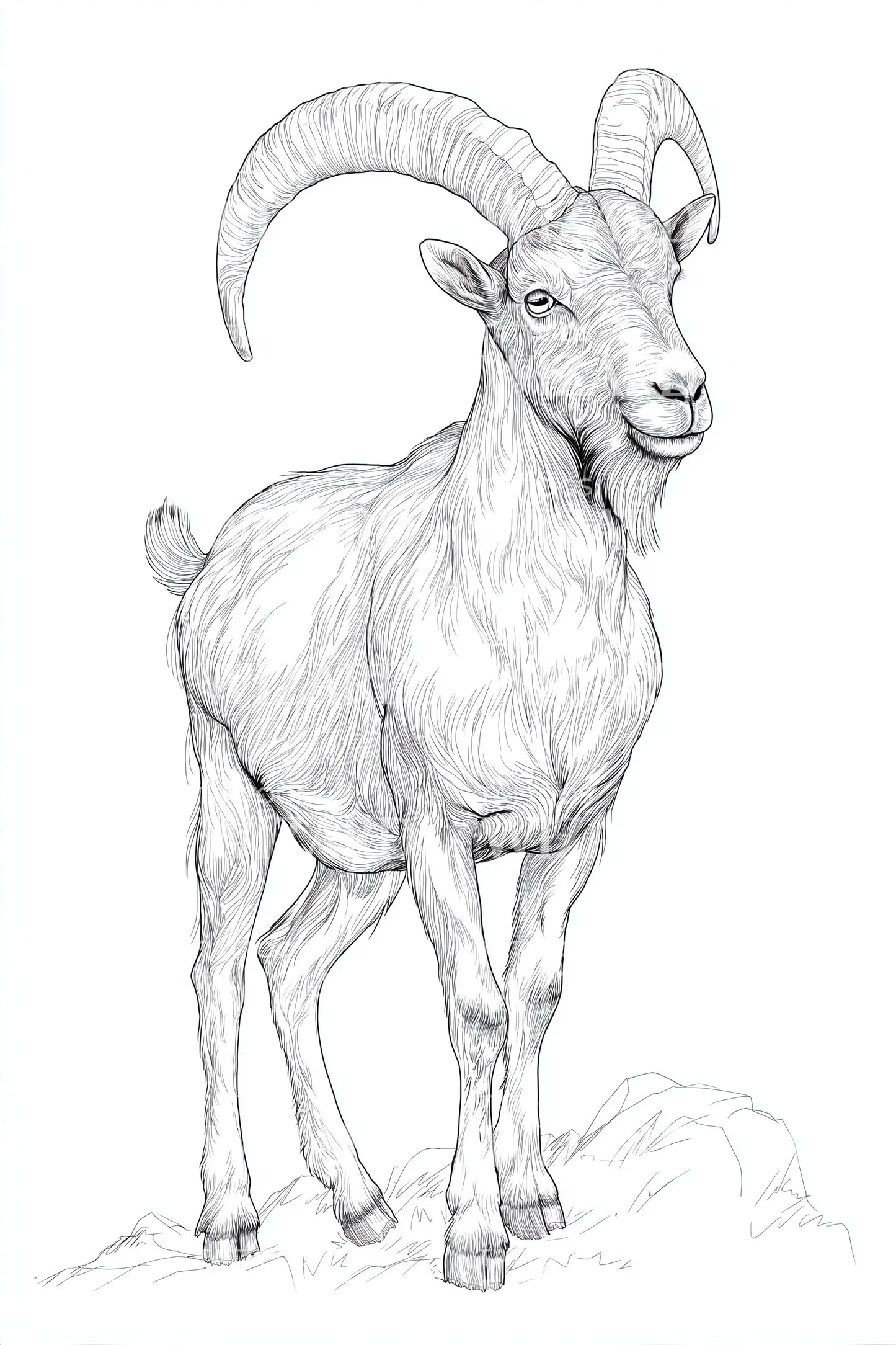 Mountain Ibex Sketch Tattoo Design