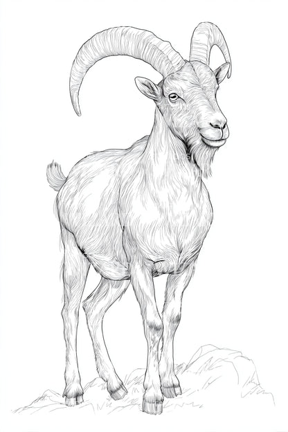 Mountain Ibex Sketch Tattoo Design