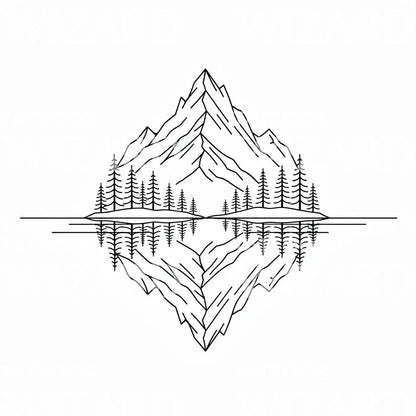 Mountain Lake Reflection Tattoo Design