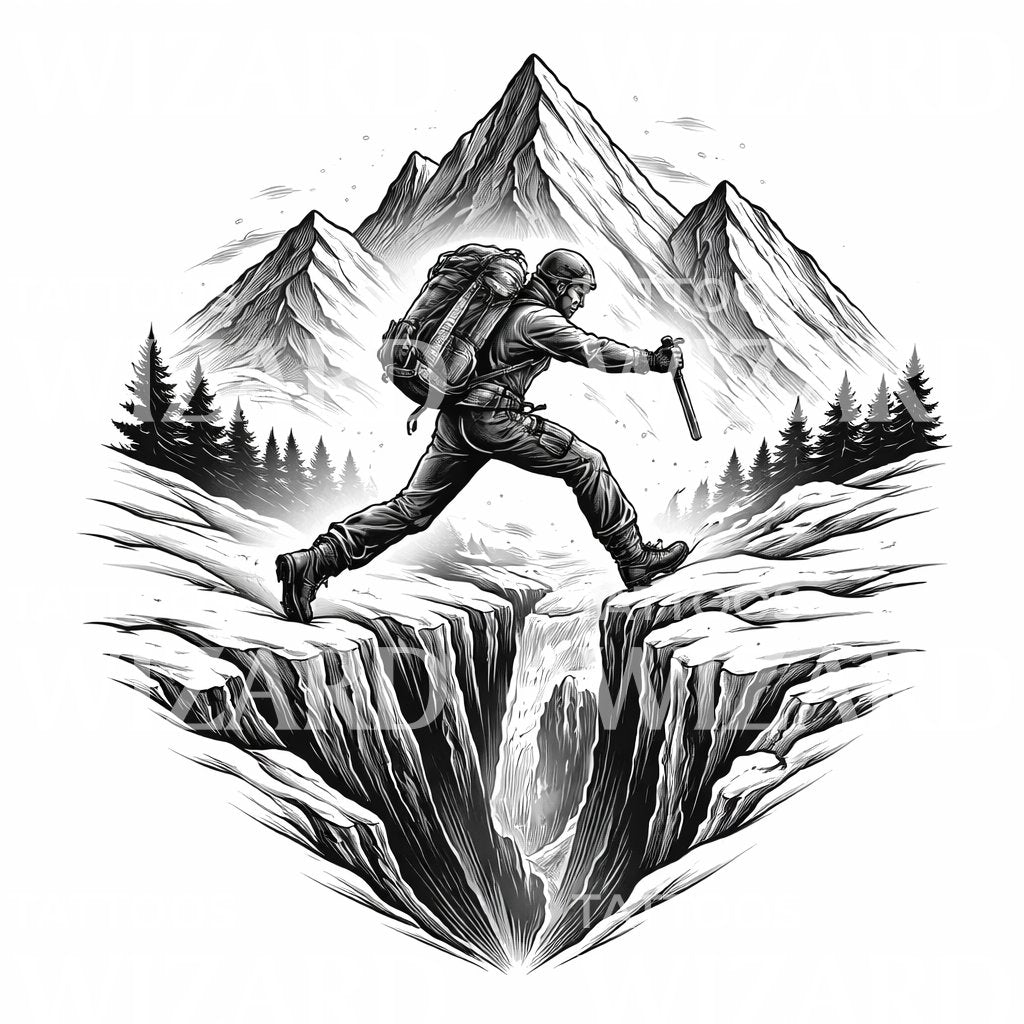 Mountain Leap Tattoo Design