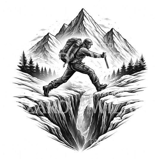 Mountain Leap Tattoo Design