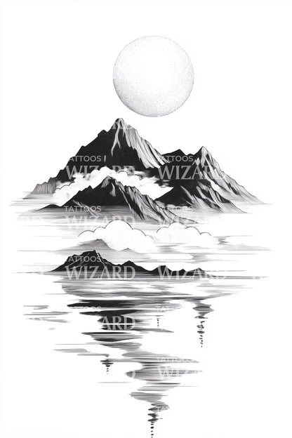 山镜风景纹身设计