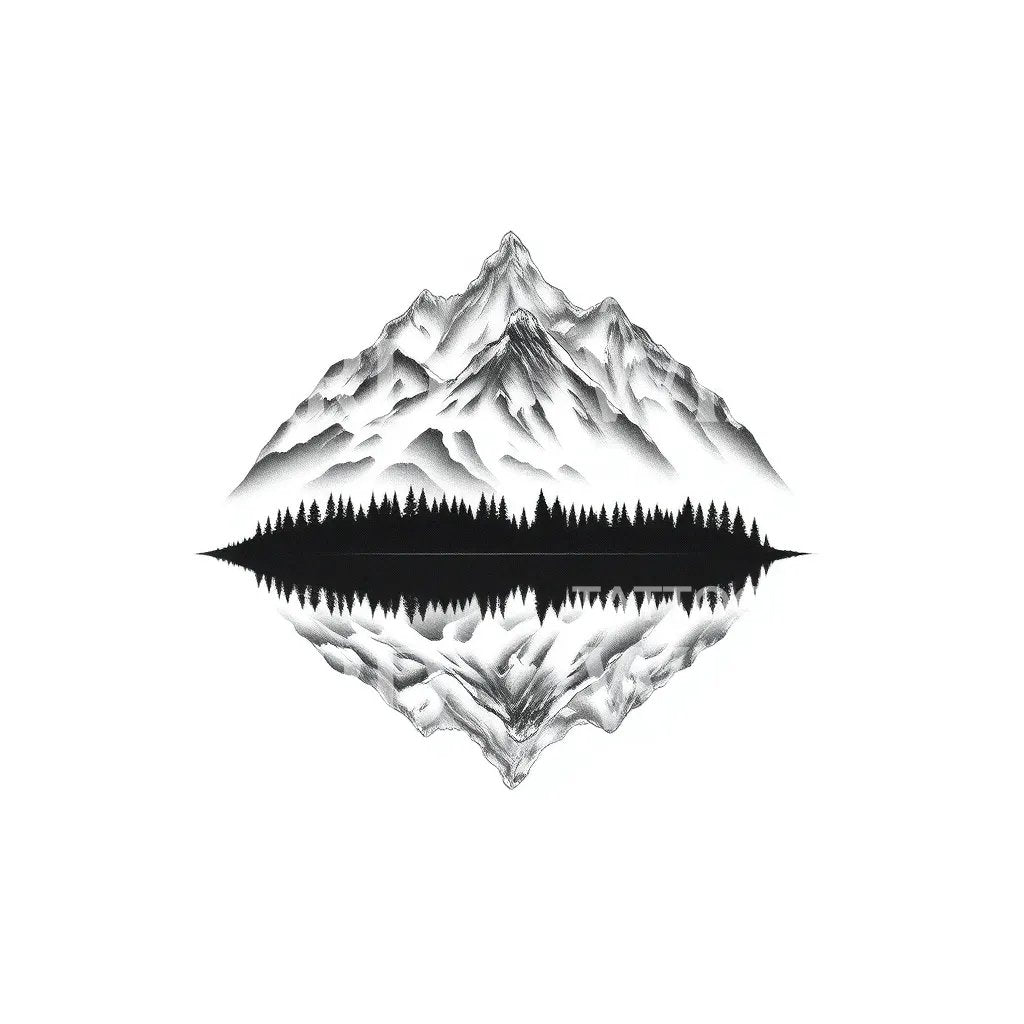 Mountain Mirror Tattoo Design