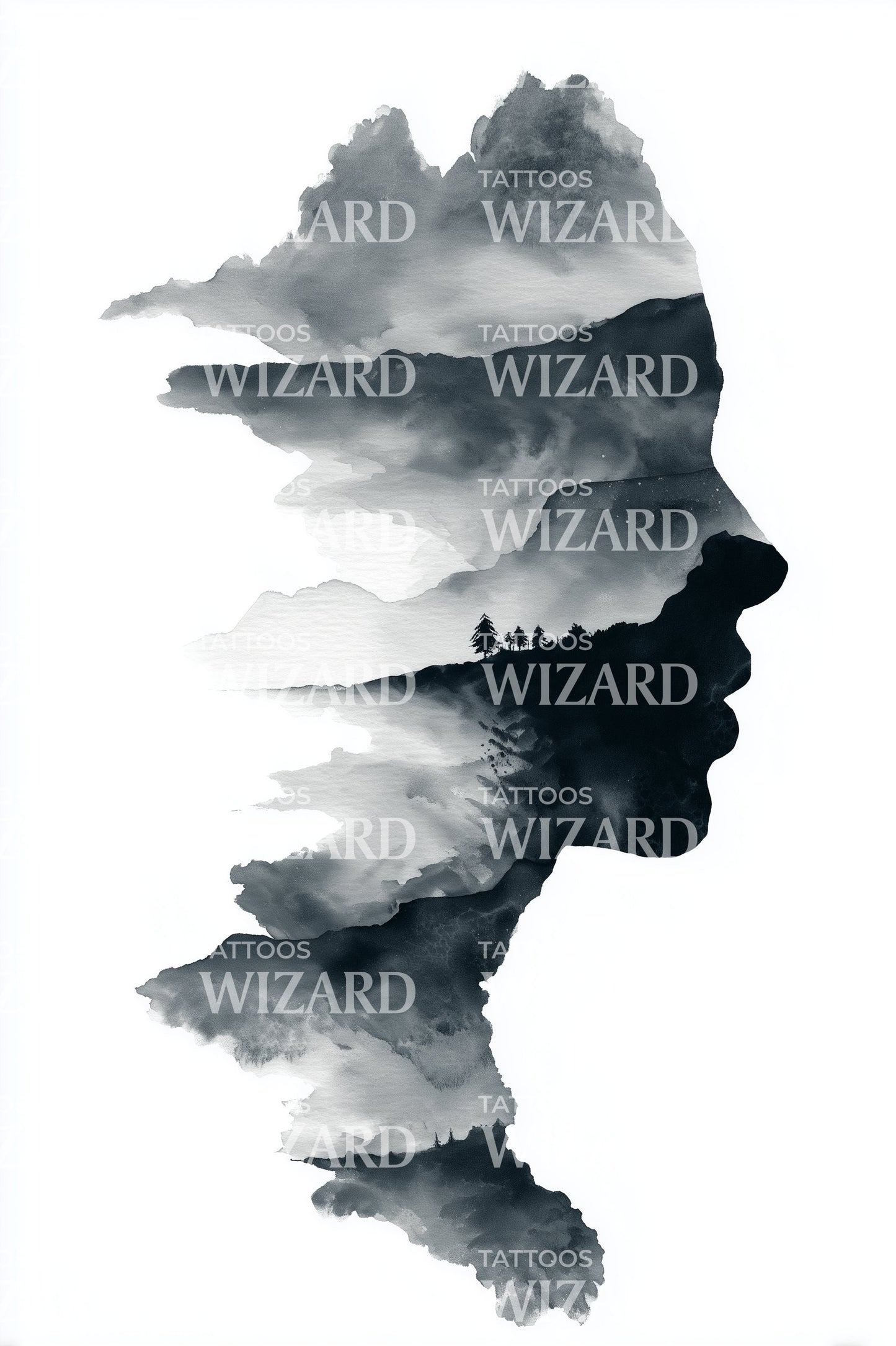 Mountain Muse Silhouette Tattoo Design