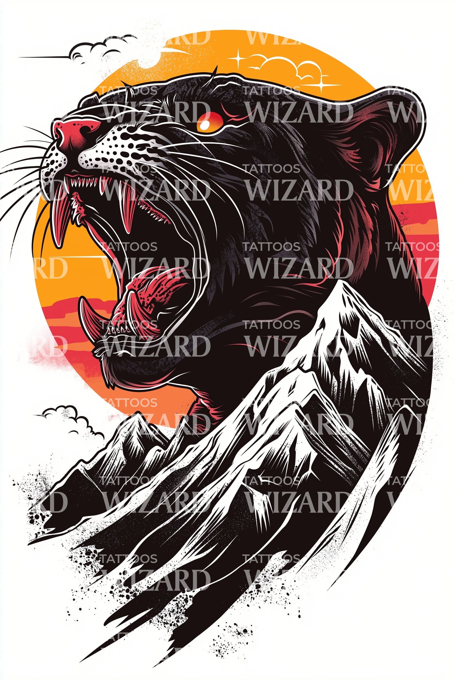 Mountain Panther Fury Tattoo Design
