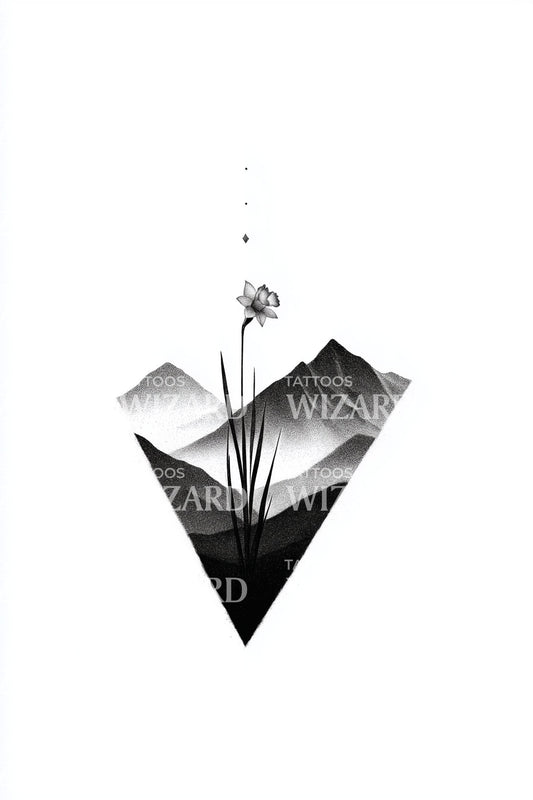 Mountain Peak Sprig Tattoo Design