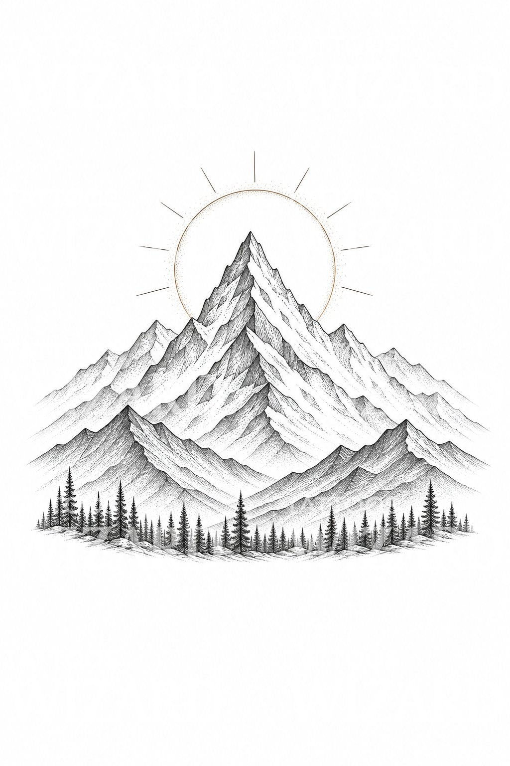 Tattoo-design med bjergkæde