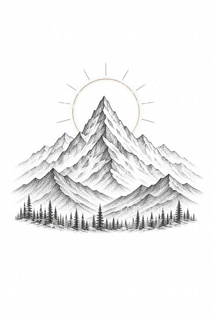 Tattoo-design med bjergkæde