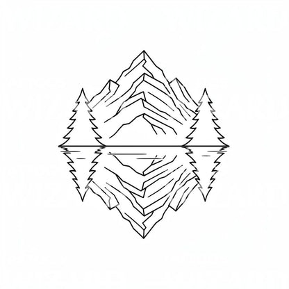 Mountain Reflection Tattoo Design