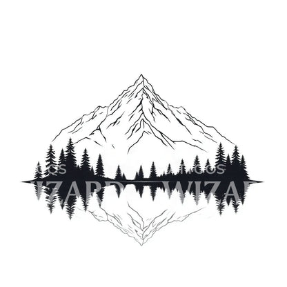 Mountain Reflection Tattoo Design