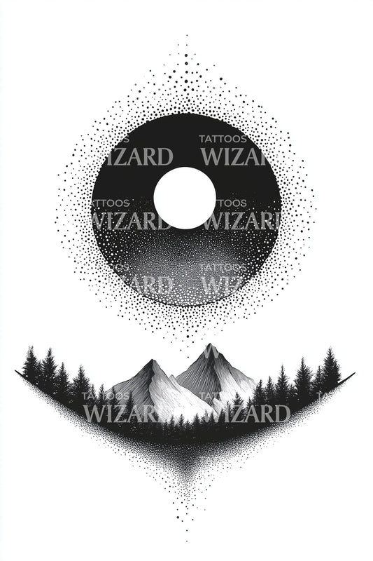 Berg Ring Landschaft Tattoo Illustration