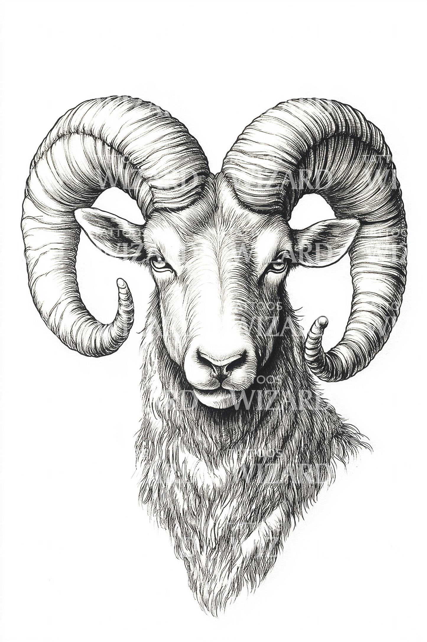 Mountain Sheep Portrait Tattoo Design