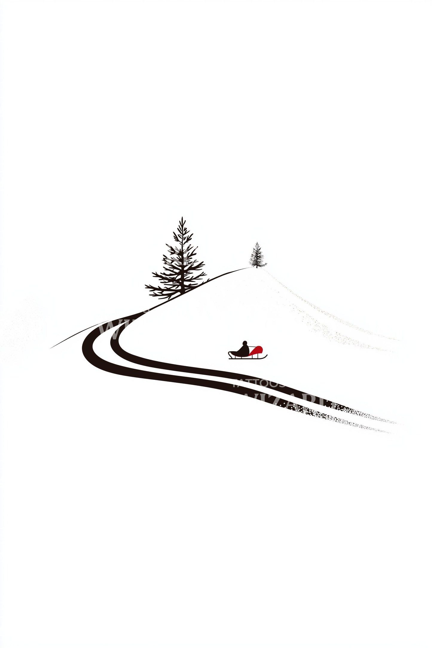 Mountain Slope Sledding Path Tattoo Idea