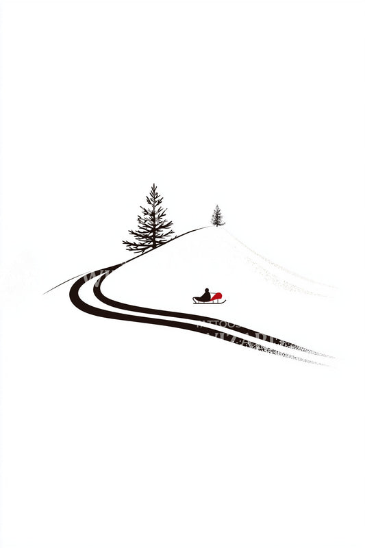 Mountain Slope Sledding Path Tattoo Idea