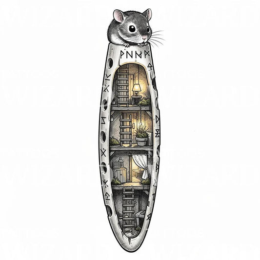 Mouse Cheese House Tattoo Design