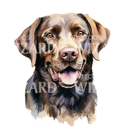 Watercolor Brown Labrador Portrait Tattoo