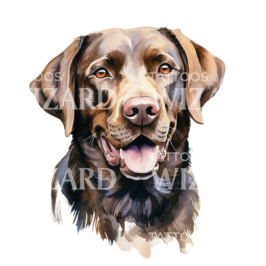 Tatouage de portrait de Labrador brun aquarelle