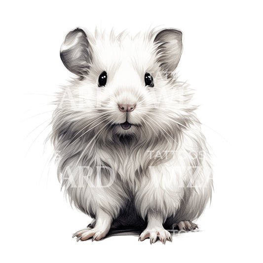 Conception de tatouage réaliste de hamster moelleux mignon