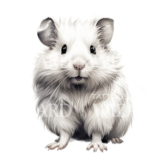 Cute Fluffy Hamster Realist Tattoo Design