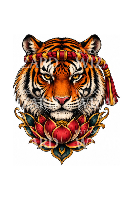 Muay Thai Tiger Mongkol and Lotus Tattoo