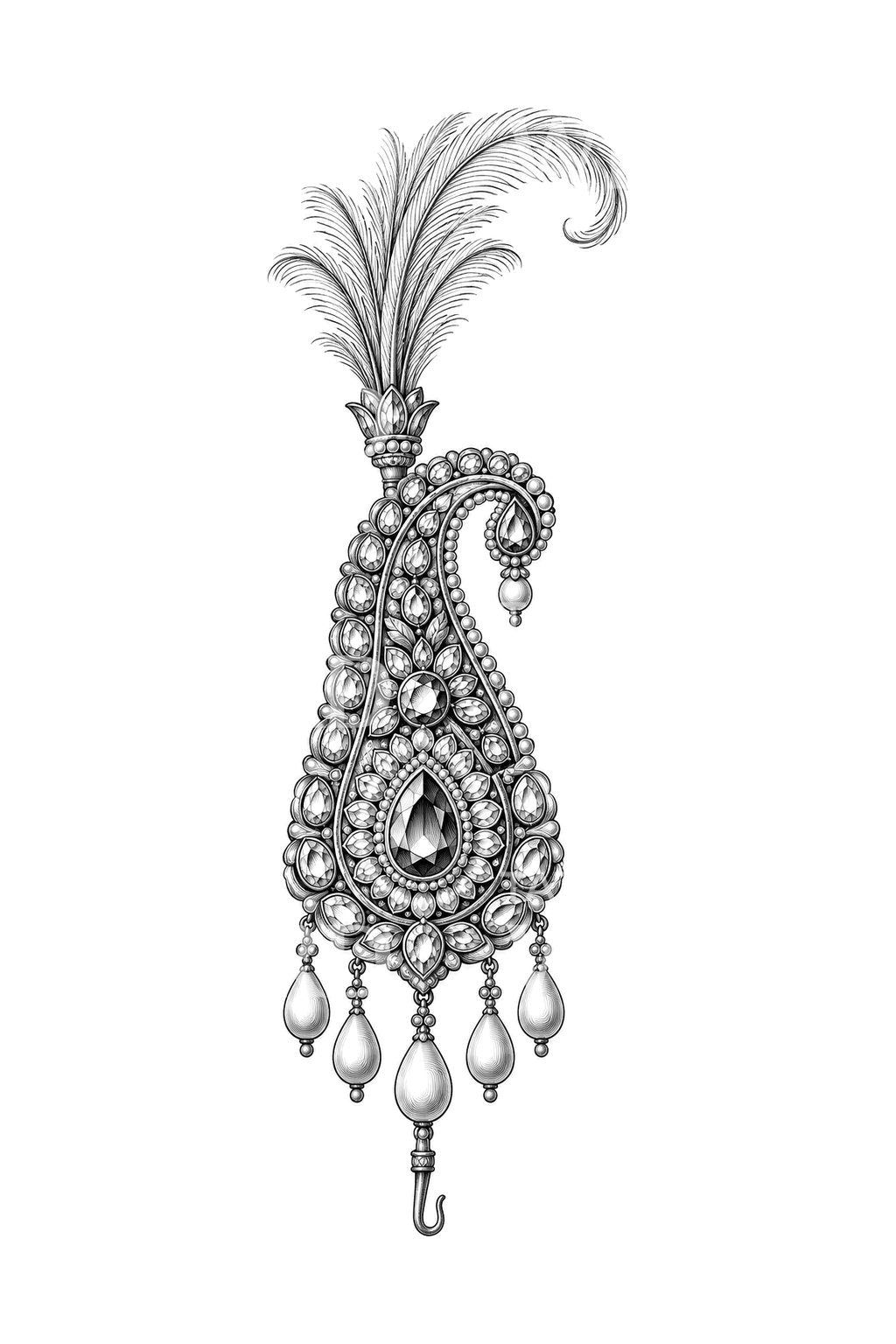 Jalokivikoristeinen moguliturbaanin aigrette-tatuointi