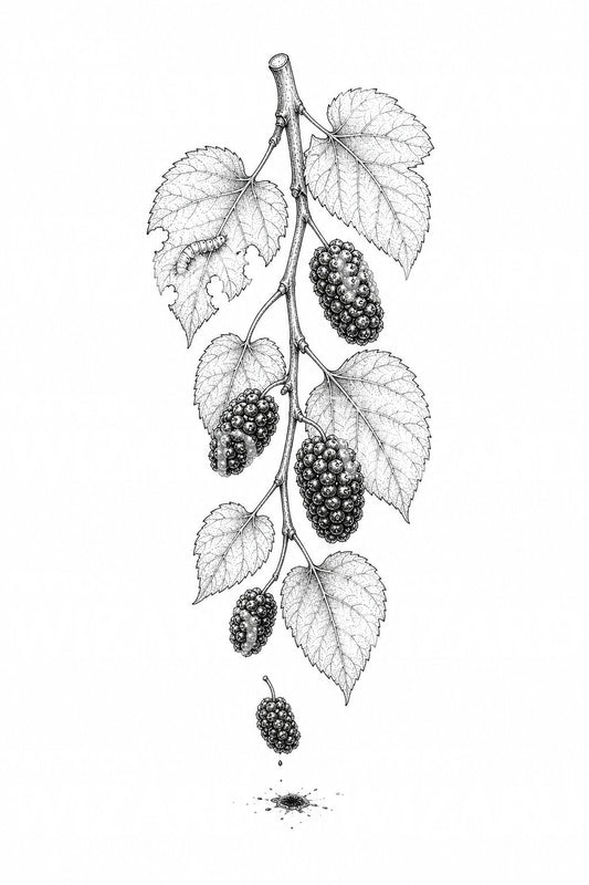 Mulberry Branch with Silkworm Tattoo Idea