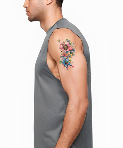 Bloemenboeket geïnspireerd op Takashi Murakami tatoeageontwerp