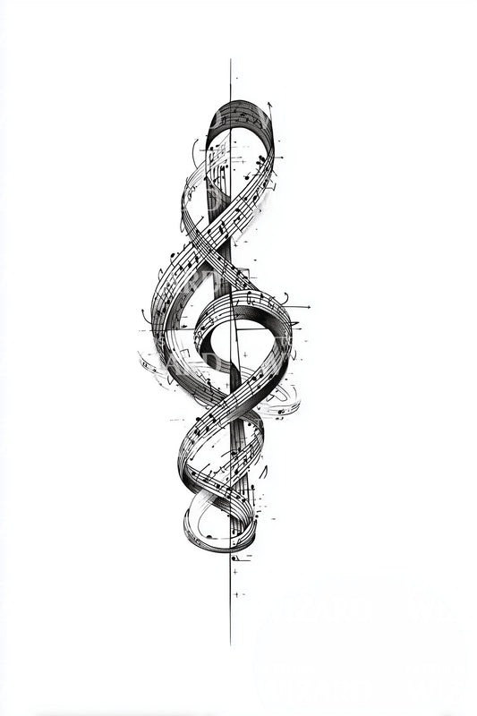 Musical Clef Watercolor Tattoo Design