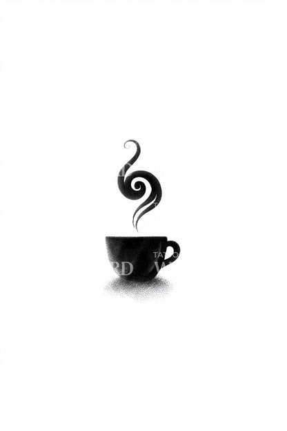 Diseño de tatuaje de café con vapor musical