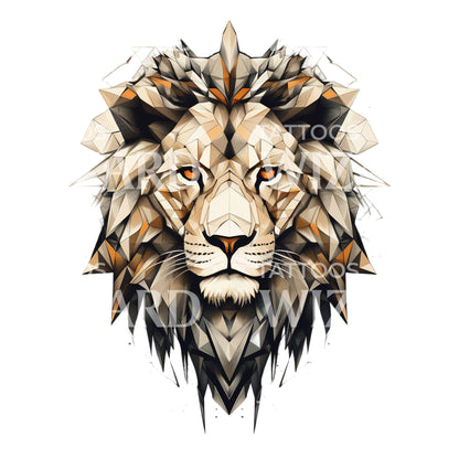 Geometric Lion Head Tattoo Design