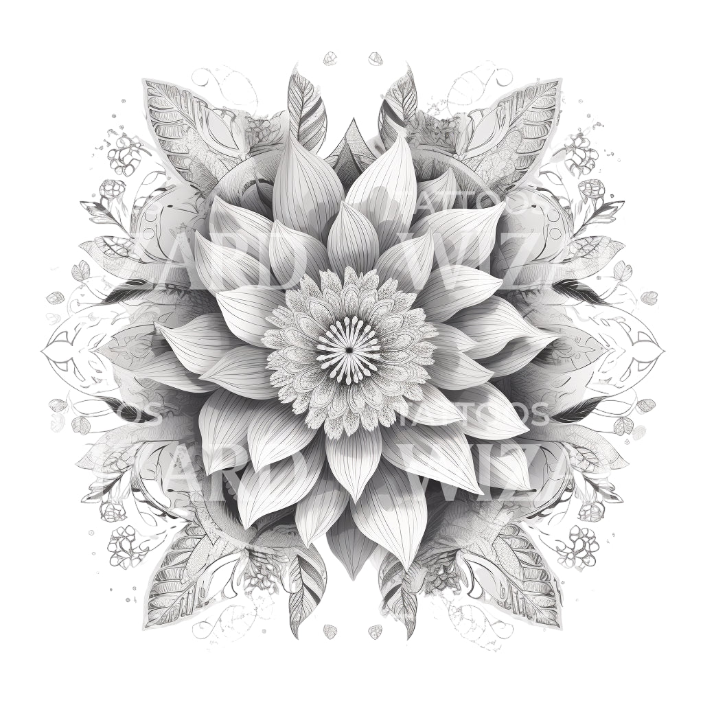 Geometrisches Lotusblumen-Tattoo-Design