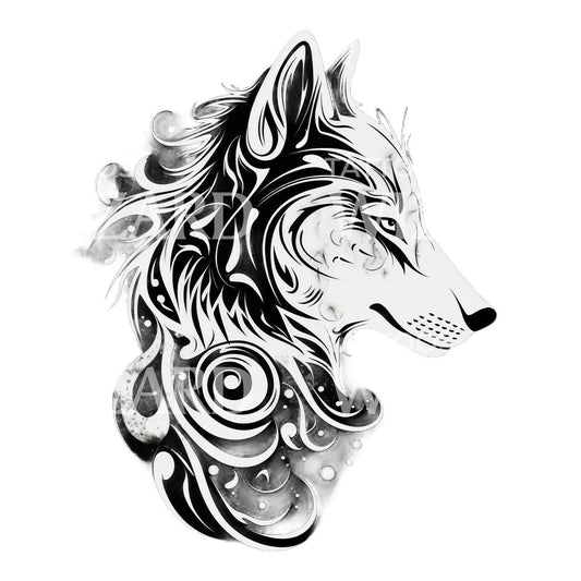 Conception de tatouage de loup tribal