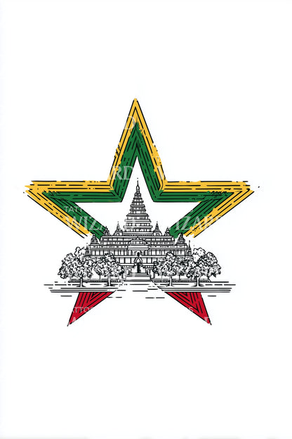 Myanmar Star Skyline Tattoo Design