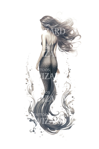 Mysterious Mermaid Tattoo Design