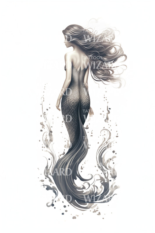 Mysterious Mermaid Tattoo Design