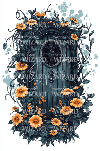 Design de Tatuagem Porta Azul Mística