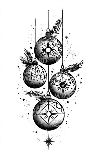 Mystic Christmas Ornaments Tattoo Design
